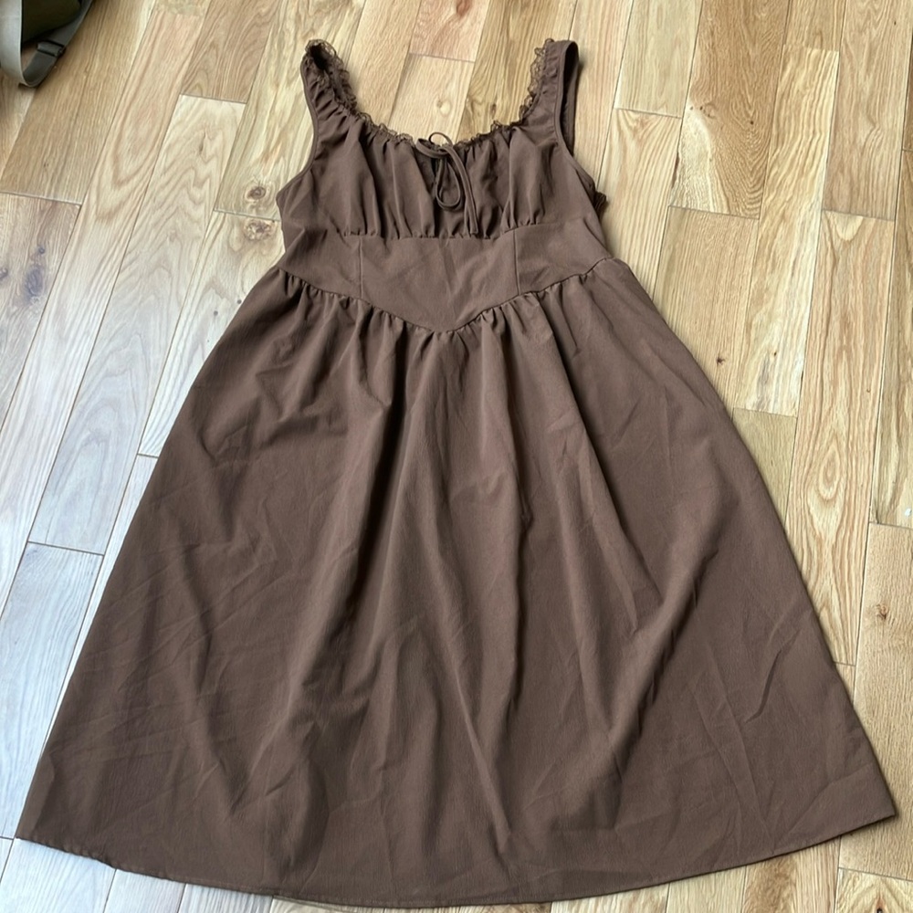 Brown Sleeveless Dress,princess cut, Renfaire, 1X